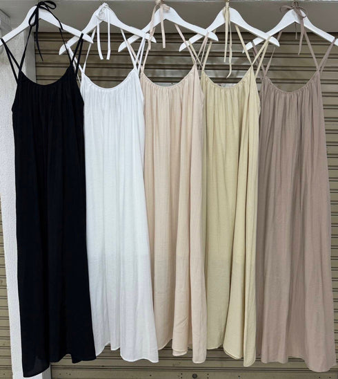 Summer Ladies Spaghetti Strap Halter Neck Long Maxi Dress